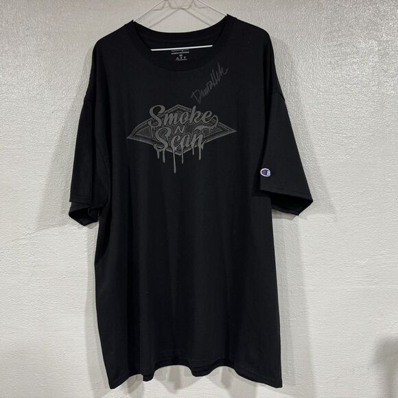 Smoke N Scan Drip Logo Shirt Size 2XL Champion Autographed By Host Damon Heller - Picture 1 of 7